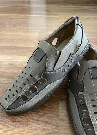 Мужские сандалии летние темно бежевые прошитые (код 6431)3 фото