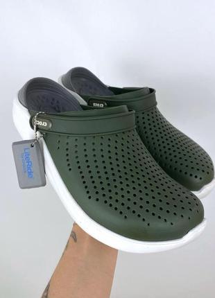 Crocs literide мужские кроксы сабо army green original1 фото