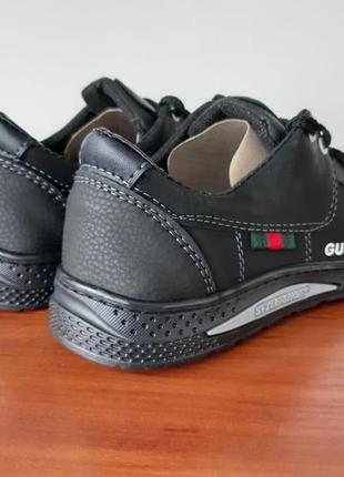 Подростковые туфли мужские спортивные черные прошитые удобные ( код 5102 )4 фото