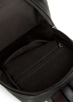 Рюкзак слінг чоловічий класичний на плече, чорний, коричневий.6 фото