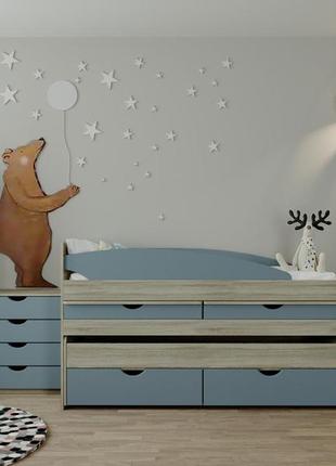 Модульна дитяча кімната «савана» блакитна  світ меблів3 фото
