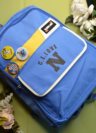 Школьный рюкзак "love", сиреневый, голубой, черный, бирюзовый, 23-92 фото