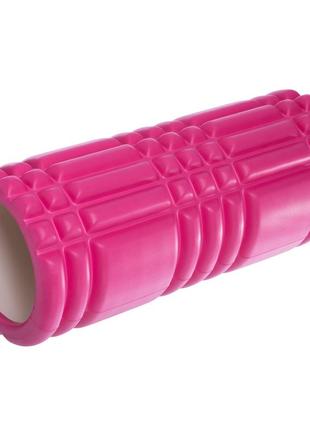 Ролик масажний для йоги, пілатесу, фітнесу grid 3d roller fi-6277 рожевий1 фото