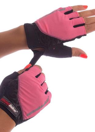 Перчатки велосипедные и для зала с открытыми пальцами madbike sk-06 розовый1 фото