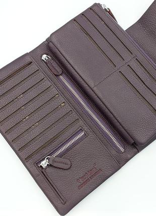 Кошелек женский кожаный евро купюрник большой фиолетовый 30463 фото