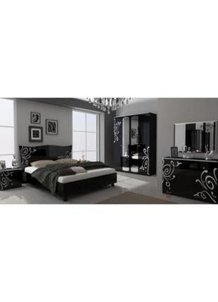 Ліжко двоспальне «феліція нова» світ меблів (чорний)3 фото