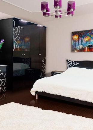 Ліжко двоспальне «феліція нова» світ меблів (чорний)2 фото