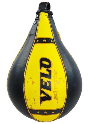 Шкіряна боксерська груша пневматична velo vl-8200 (розмір 28х17см) чорний2 фото