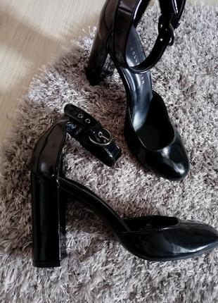 🖤чёрные туфли mary jane 🖤шкіряні чорні туфлі на підборах від m&s