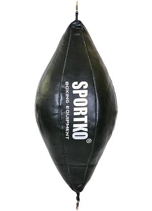 Шкіряна груша боксерська sportko gk-2 (розмір 50х24см) чорний1 фото