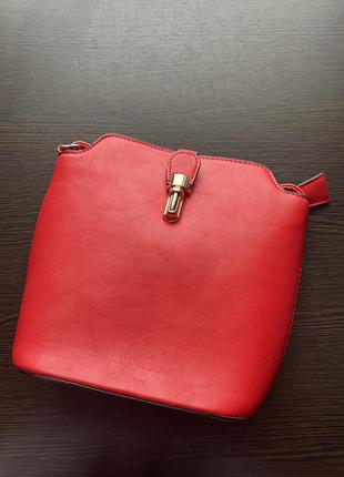 Женская сумка кросс боди красная