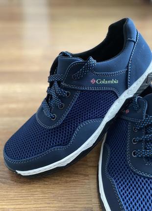 Мужские летние туфли синие спортивные сетка на шнурках (код 6434)3 фото