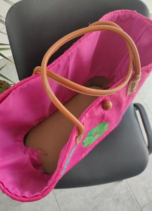 Летняя пляжная сумка женская, шоппер из мешковины и эко кожи  charm&shape.5 фото