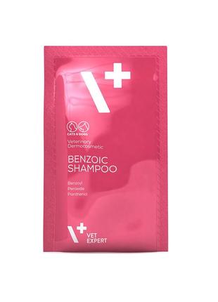 Vet expert benzoic shampoo (вет експерт бензоїк шампунь) антибактеріальний протигрибковий для котів і собак, саше 15 мл, 1 шт