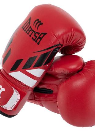 Перчатки боксерские на липучке pvc matsa ma-7757 красный4 фото