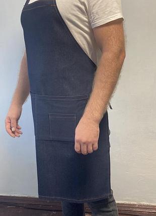 Р-р 48-54, джинсовый фартук спецодежда , передник для персонала