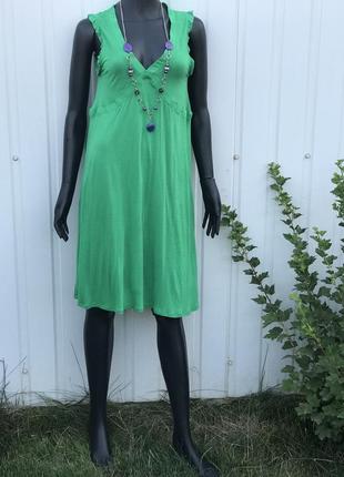 Трикотажне літнє плаття в смарагдовому кольорі2 фото