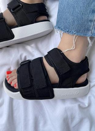 Adidas sandals black white7 фото