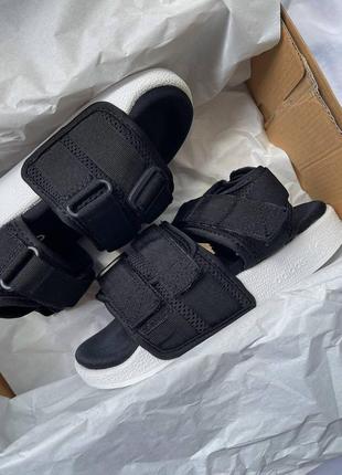 Adidas sandals black white5 фото