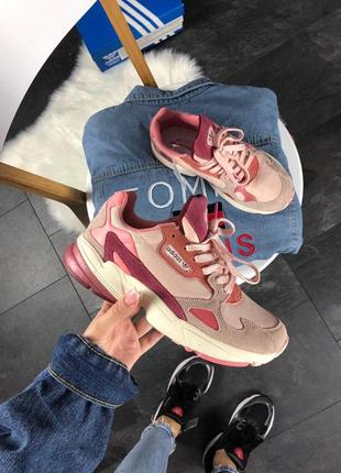 Женские кроссовки  adidas falcon pink burgundy7 фото