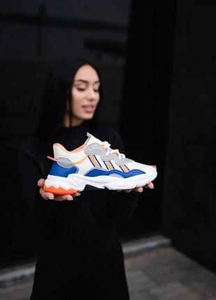 Женские кроссовки  adidas ozweego adiprene pride white blue orange