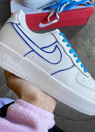 Мужские и женские кроссовки  T-Shirt nike air force 1 low white blue