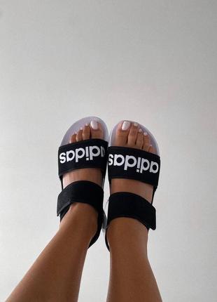 Женские кроссовки  adidas sandals black white8 фото