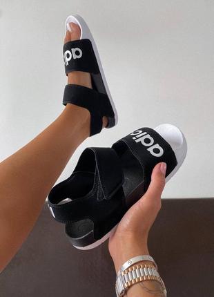 Женские кроссовки  adidas sandals black white1 фото