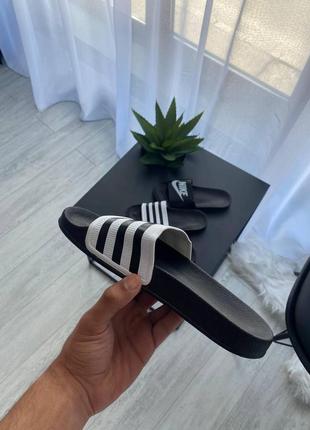 Женские кроссовки  adidas adilette black white3 фото