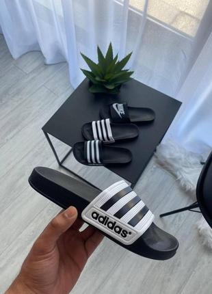Женские кроссовки  adidas adilette black white4 фото