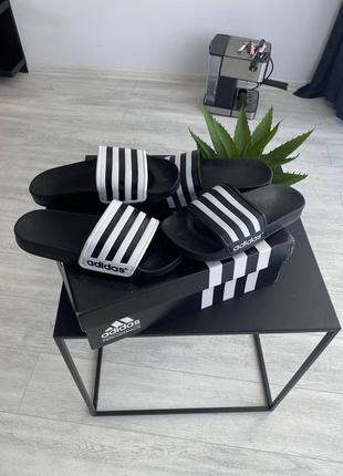 Женские кроссовки  adidas adilette black white1 фото