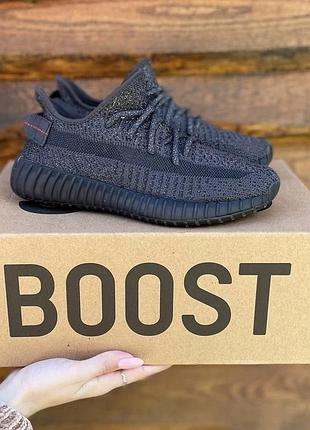 Женские кроссовки  adidas yeezy boost 350 black (полный рефлектив) 36