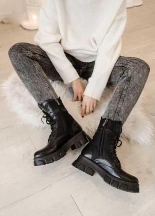 Женские ботинки prada leather boots nylon pouch black прада сапоги10 фото