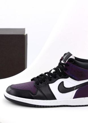 Jordan retro 1 black violet white purple2 фото