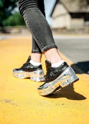 Женские кроссовки  adidas raf simons ozweego black silver7 фото