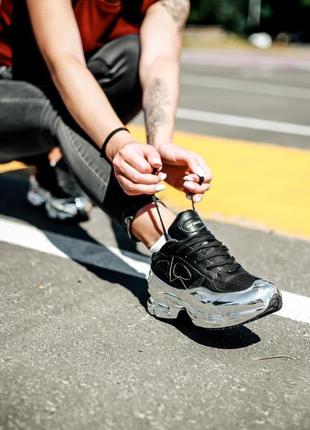 Женские кроссовки  adidas raf simons ozweego black silver8 фото