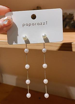 Длинные серьги-подвески с жемчугом
