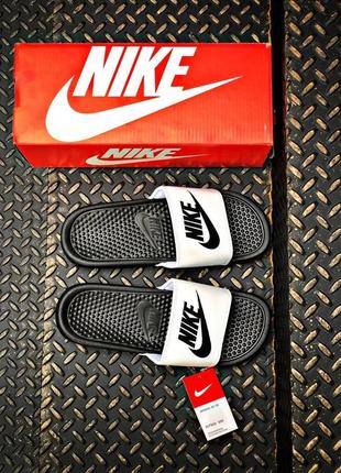 Шлепанцы женские  nike benassi black white 28 фото