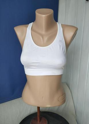 Білий бесшовний топ kalenji компресійний топік для тренувань