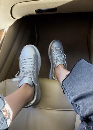 Кросівки жіночі alexander mcqueen low silver олександр маквін5 фото