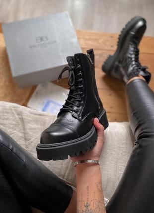 Женские ботинки balenciaga boots tractor black fur (мех) 2 баленсиага трактор5 фото