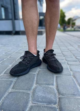 Мужские кроссовки  adidas yeezy boost 350 v2 black static  full reflective4 фото