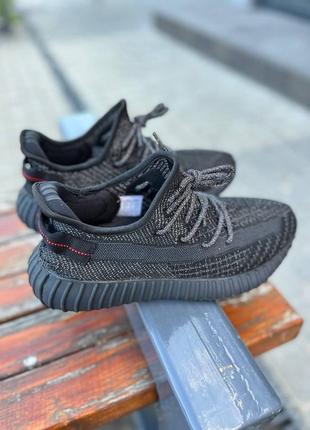 Мужские кроссовки  adidas yeezy boost 350 v2 black static  full reflective6 фото