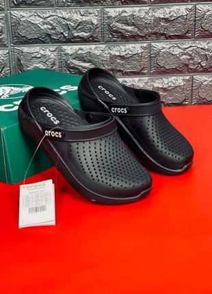 Crocs мужские женские подростковые черные шлепанцы размер 36-453 фото