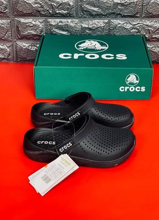 Crocs мужские женские подростковые черные шлепанцы размер 36-458 фото