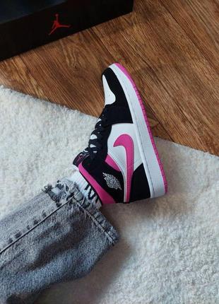 Женские кроссовки  nike air jordan 1 retro magenta black pink8 фото