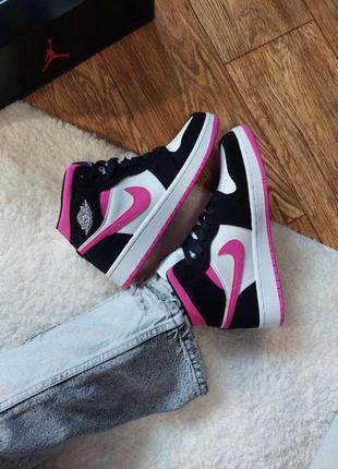 Женские кроссовки  nike air jordan 1 retro magenta black pink3 фото