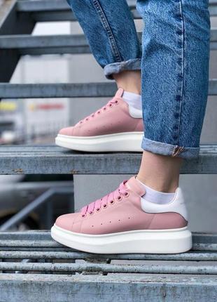 Кросівки жіночі alexander mcqueen low pink white олександр маквін