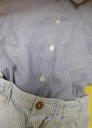 Летняя одежда на мальчика 92 98 2-3 года шорты рубашка голубые хлопок10 фото