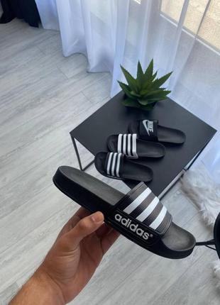 Adidas adilette black white4 фото